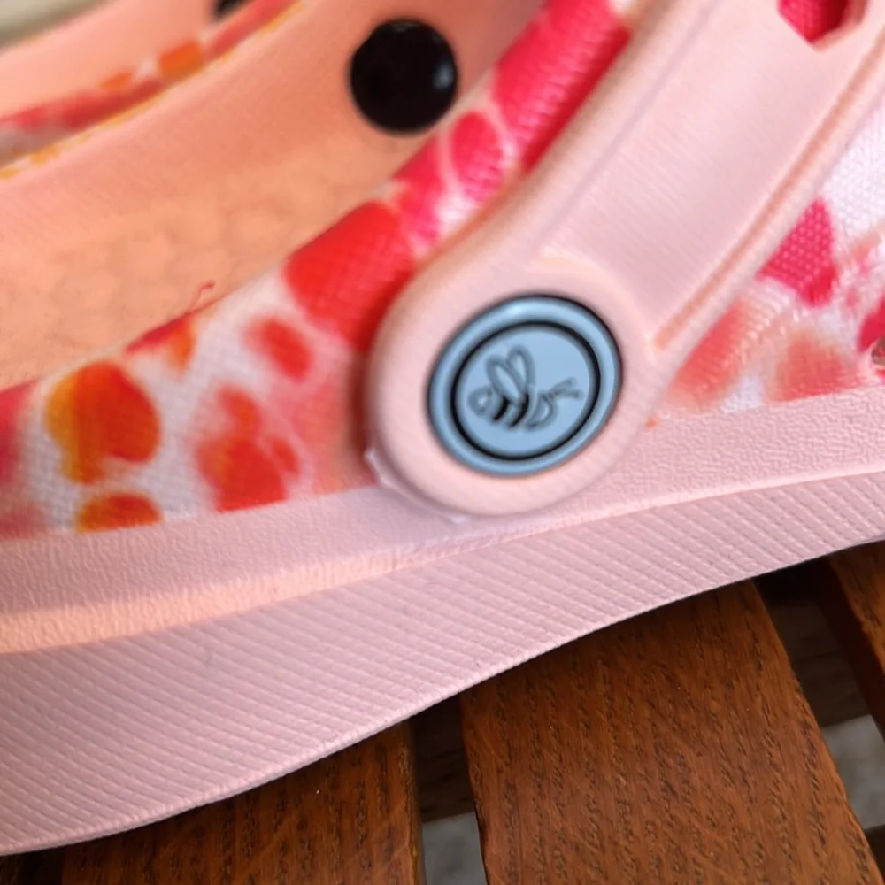 🐝NEW!🐝JOYBEES🌸Pink & Orange TIE DYE design CLOGS. Women’s 9🧡NWOT - Picture 5 of 10